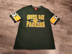 Nike Green Bay Packers NFL Jersey Tee Shirt Retro Helmet Striped Sleeves L - Picture 1 of 14