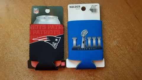 New England Patriots Super Bowl Liii 53 NFL KOLDER CAN cooler holder lot of 2 Cover