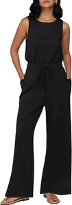 Womens Jumpsuits Dressy Summer Outfits Casual Sleeveless Wide Leg Long Pants Rom - Picture 1 of 6