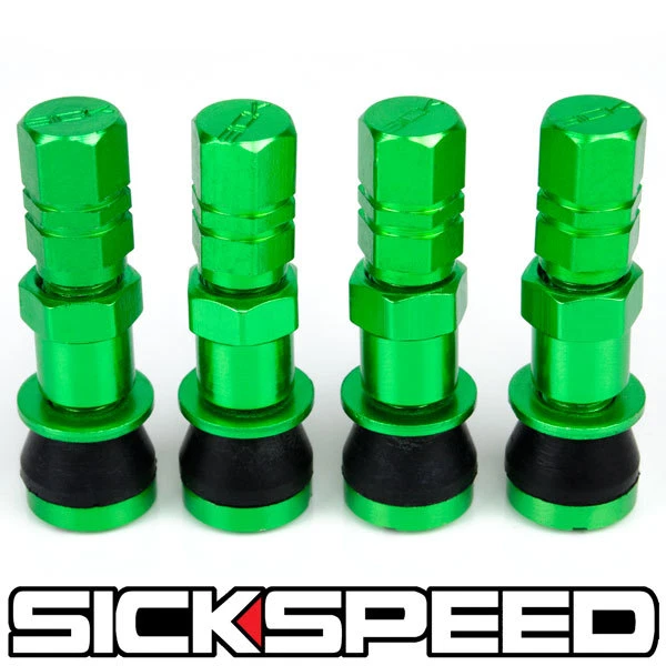 4 PC GREEN ALUMINUM VALVE STEMS WITH CAPS FOR TIRE/WHEEL/RIM/CAR/TRUCK/SUV D - Image 1 of 1