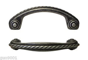 New Antique Pewter Kitchen Cabinet Drawer Pulls Rope Design 3" Pull 76MM  - Picture 1 of 1