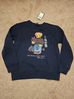 Polo Ralph Lauren Holiday Gift Bear Boys Medium 10-12 Navy NWT  - Image 1 of 4