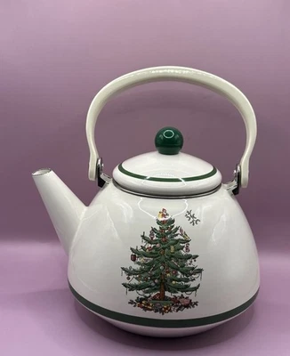 Tetera de Navidad Nikko 1,5 cuartos esmalte de pocelaina en acero servicio navideño Foto 1 de 4