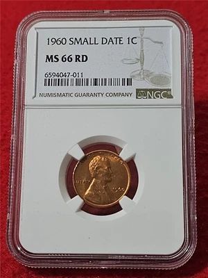 Picker's Delight 1960 Small Date Lincoln Memorial Penny  NGC MS 66 RD     #T5355 - Image 1 of 2