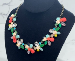 J.Crew Halskette Floral Statement Multicolor Strass goldfarben 20" - Bild 1 von 12