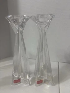 Handtuch Voll Bleikristall Kerzenhalter Paar 7" Modern Geometrisch Kegelhalter - Bild 1 von 4