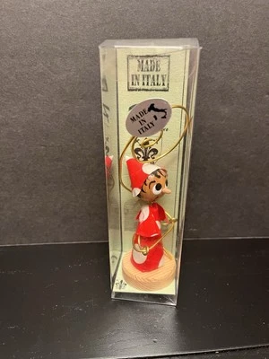 "Estatuilla de madera Pinocho Pirò Piro Firenze papel maché ropa hecha en Italia 5""" Foto 1 de 4