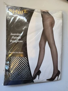 Fishnet Pantyhose by SPIRIT Seamless Black One Size Fits Most - Picture 1 of 2