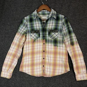Camisa Abercrombie & Fitch Mujer S Cuadros Western Ombre Franela Bolsillos Tachonados - Imagen 1 de 13