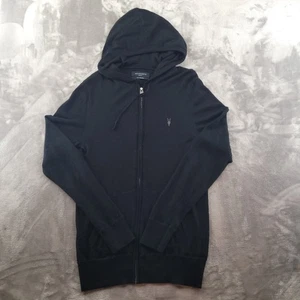 AllSaints Hoodie Mens Small Mode Zip Up Sweater Lightweight Merino Wool Pullover - Picture 1 of 6