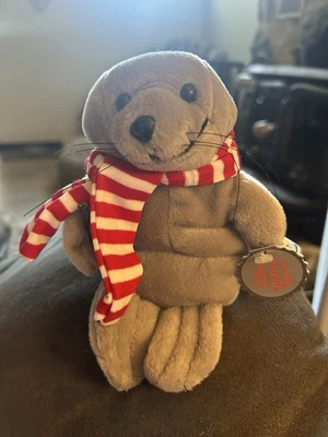 De colección 1997 Coca Cola Peluche Bolsa de Frijoles Sello en Rojo/Blanco Bufanda a Rayas Nuevo con Etiquetas Foto 1 de 4