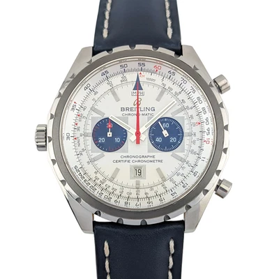 Breitling A41360 Chrono-Matic Left-Handed Blue Leather Strap 44mm 2005 - image 1 of 4