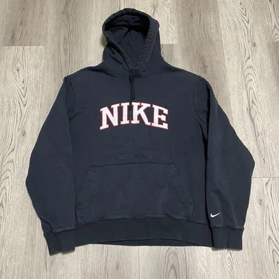 Y2K Nike Sudadera con Capucha Adulto XL Extra Grande Negra Spellout Sudadera De Colección Hombres Foto 1 de 4