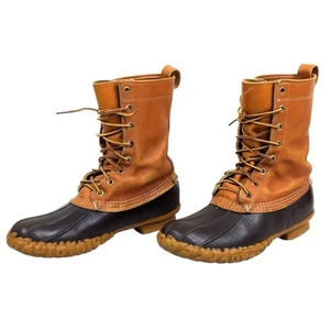 LL BEAN Mens Vintage 10" Leather Duck Maine Hunting Boots Size 9 Made in USA VG+ - Picture 1 of 16