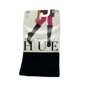 Hue Womens Super Opaque Tights Size 2 Black Control Top Breathable Slimming - Picture 1 of 9