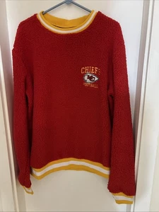 NWT Men’s Kansas City Chiefs Sherpa Fleece Crew Neck Pullover Size L NFL Red - Bild 1 von 5