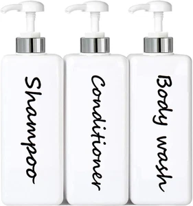 21 Unzen Shampoo und Conditioner Spender (3er Set) Moderne Nachfüllbare Shampoo Pumpe - Bild 1 von 12