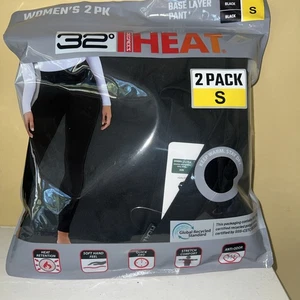 32 Degrees Heat Women's Base Layer Pant Ultra Light 2Pk Black Small Keep Warm - Picture 1 of 7