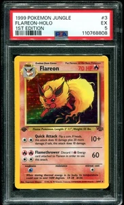 PSA 5 Flareon 1st Edition Holo Rare Jungle 1999 Pokemon Card #3 - Picture 1 of 2