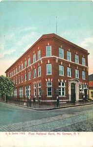 MT. VERNON, NEW YORK - FIRST NATIONAL BANK - OLD UNDIVIDED BACK POSTCARD VIEW - Picture 1 of 2