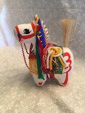 figurine llama. Paper mache bobble head. Souvenir. 5.5 in.  Highly decorated.