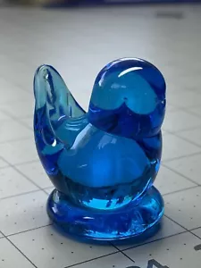 Mini 2"" Kobaltblau Bluebird Glück Leo Ward 1996 Vogel Titan Glas Co. Signiert - Bild 1 von 5