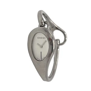 Gucci Watch Bracelet Silver Pearl Logo Horsebit 103 White Bangle Vintage Y2K - Picture 1 of 8