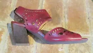 Scarpe da sling L Artiste tacchi EU 39 US 8,5 bordeaux taglio blocco pelle punta aperta - Foto 1 di 8