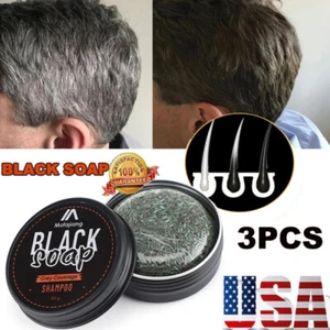 Mens Grey Coverage Bar Shampoo Reverse Hair Darkening Black Soap for Grey Hair - Picture 1 of 17