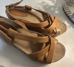 Bussola Formentera Sandals Platform Women EU 41 US 10.5 Leather Adjust Strap - Picture 1 of 9