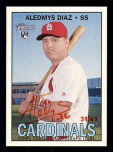 2016 Topps Heritage High Real One Autograph/Auto Red Ink AD Aledmys Diaz 39/67