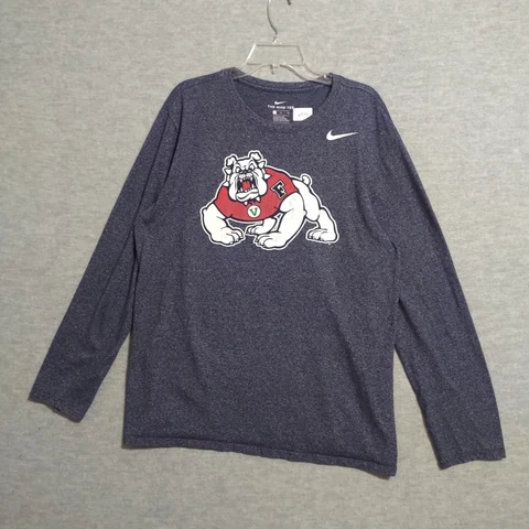 Fresno State Bulldogs Men T-Shirt XL Gray Logo Nike Long Sleeve Crew Neck Tee Cover