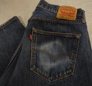 Levi's 501 Blue Jeans 36x30 Straight Leg Medium Wash Button Fly Distressed - Picture 1 of 10