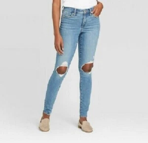 Pantalones de mezclilla para mujer 0/25R hilo universal lavado medio tiro alto desgastados - Imagen 1 de 6