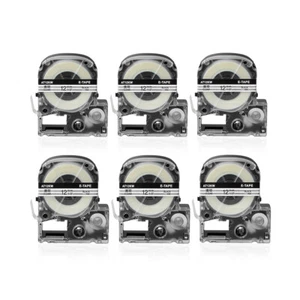 Cinta compatible con LK-4TBN LC-4TBN 6 PIEZAS 1/2" para Epson LabelWorks negra sobre transparente - Imagen 1 de 10