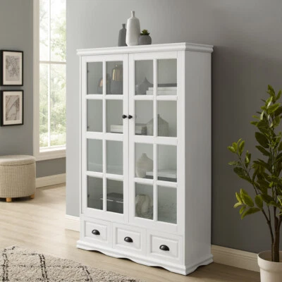 Storage Cabinet Doors Curio Display Cabinet with Glass Doors, Adjustable Shelf - Image 1 of 4