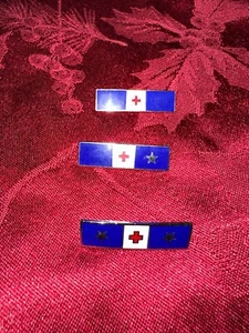 3 Alfileres de esmalte de barra de servicio de la Cruz Roja Nacional Americana blanco azul estrellas - Imagen 1 de 6