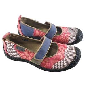 7.5 Keen Harvest Mary Jane Flat Shoes Slip On Walking Sneakers Women's Pink Blue - Picture 1 of 12