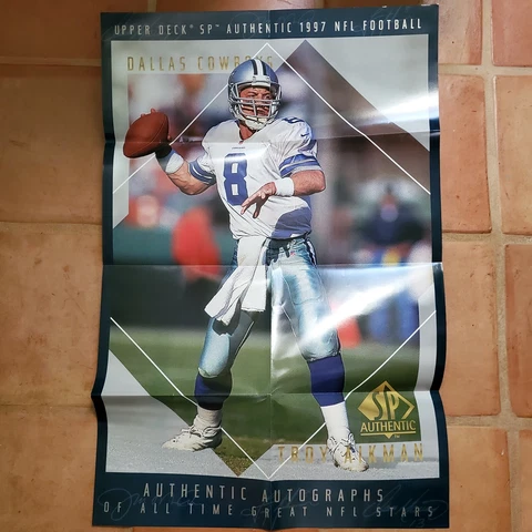 VINTAGE - TROY AIKMAN / DALLAS COWBOYS "UPPER DECK DBL SIDED POSTER"  LOOK!! Cover