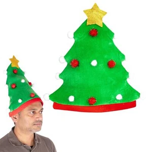 Christmas Tree Hat Fancy Dress Adult Novelty Accessory Festive Xmas Office Party - Picture 1 of 5