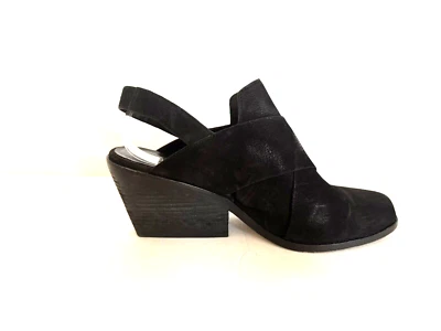 Eileen Fisher Token Botín con Cordones 9.5 Negro Gamuza Cuero Zapatos Acolchados Foto 1 de 4