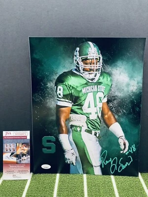 PERCY SNOW #48 SIGNED MICHIGAN STATE SPARTANS 11x14 Color Splash S JSA 974 - Image 1 of 3