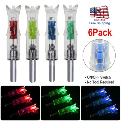 6Pcs Lighted Nocks for Crossbow With .300/7.62mm Inside Diameter LED Nocks Arrow - Image 1 of 4