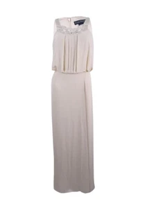 Jessica Howard Women's Braided-Neck Blouson Gown (6, Champagne) - Picture 1 of 2