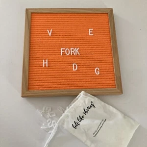 Orange Felt Letter Board, 10x10in Changeable Letter Board with White Letters EUC - Picture 1 of 5