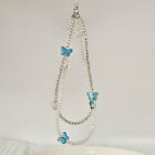 INS Style Double Layer Chain Phone Lanyard Butterfly Beaded Phone Charm Keychain