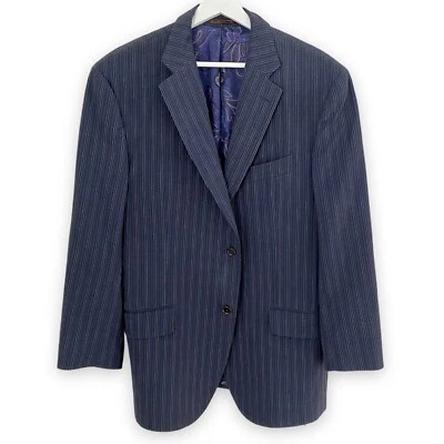 Abrigo Blazer Deportivo ETRO Para Hombre Algodón Lana Azul Rayas Forro Cachemira 54 EE. UU. 44 Foto 1 de 4