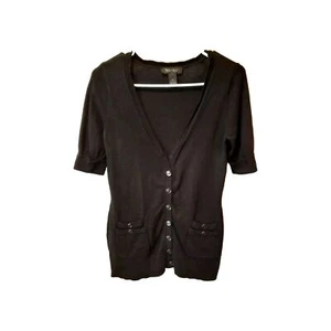 White House Black Market Womans Sweater Small Black Cardigan Classic Business - Picture 1 of 15