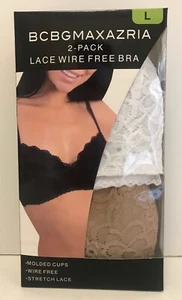 New BCBGMAXAZRIA White Brown 2-Pack Lace Wire-Free Molded-Cup Bra - Picture 1 of 9