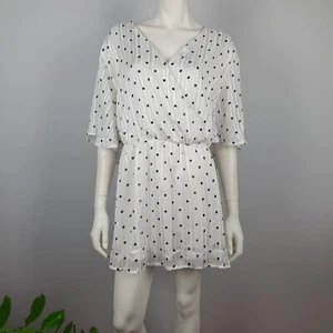 Bloomchic Plus Size UK 30, 6XL Blouse Tunic Top Elastic Waist White Polka Dot - Bild 1 von 12